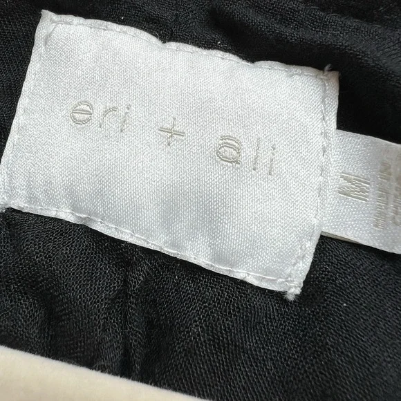 Anthropologie‎ Eri Ali Black Short Dress Embroidered Flowers Ruffled Sleeves M - Picture 3 of 10